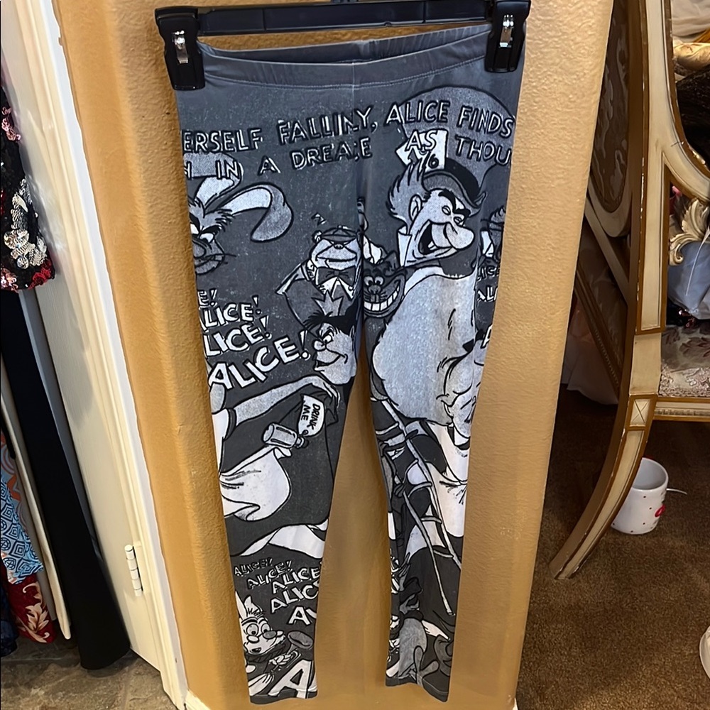Disney Gray Alice and Wonderland Print Leggings